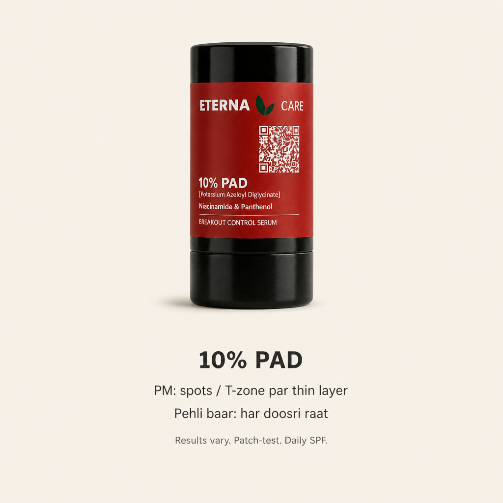 10% PAD how to use — PM on spots / T-zone
