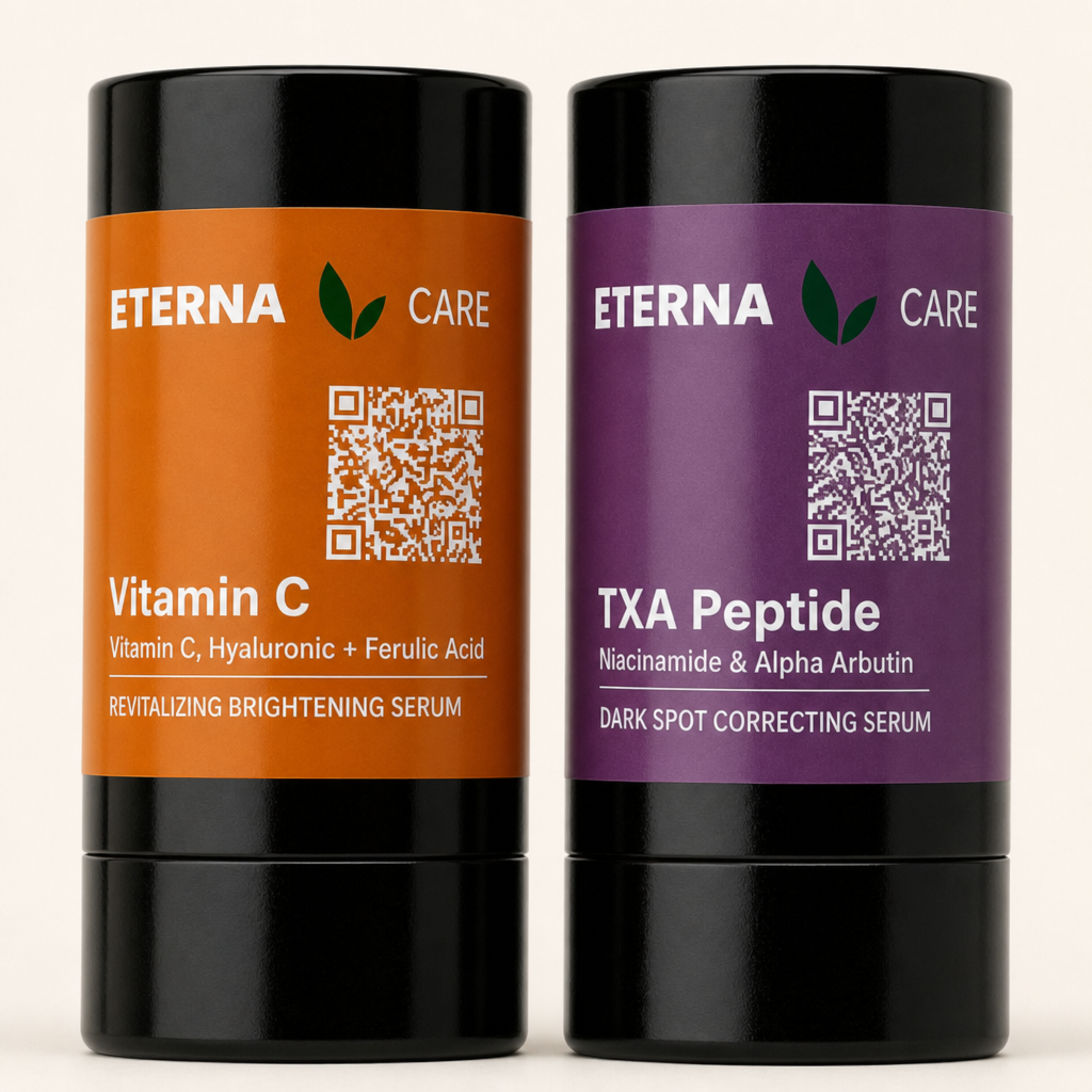 Glow & Spotless Duo — Vitamin C and TXA Peptide squat-cylinder packshot